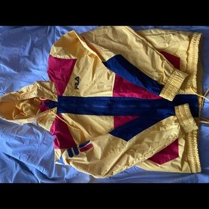Yellow Fila Earl Hooded Windbreaker Jacket